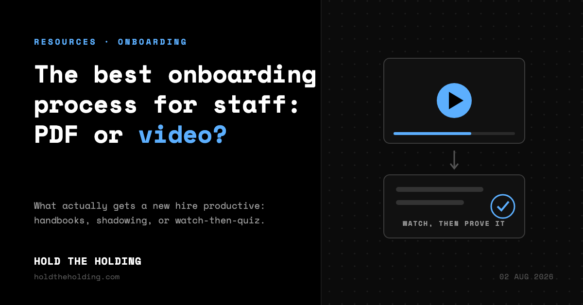 Cover: The Best Onboarding Process for Staff: PDF, Shadowing or Video?